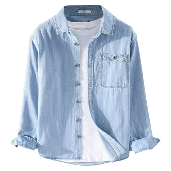 sususu Jean Jacket With Hood,Y2K Jacket Men,Long Sleeve Denim Shirt Jacket Casual Spring Autumn Outerwear Coat for Daily Wear