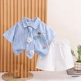 thumbnail image 2 of Afuyipoi Boys 2PC Summer Outfit Sets (0-6 Years), Cute Toddler Daily Outfit Soft Lightweight Summer Wear 100%Cotton Summer Short Sleeve Shirt & Shorts Set Blue 1T, 2 of 7