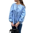 thumbnail image 1 of SUNSIOM Chemisiers à Nouer pour Femmes Manches Longues Col Rond Coupe Ample Babydoll Printemps Automne, 1 of 6
