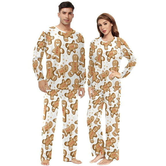 Matching Pajamas for Couples Cookie Man Star His and Hers Pajamas Sets Soft Long Sleeve Sleepwea