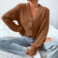 thumbnail image 7 of Husipze Chunky Knit Cardigan Sweater for Womens V Neck Oversized Button Down Long Sleeve Ribbed Texture Loose Fit Casual Tops Brown M, 7 of 7