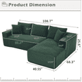 thumbnail image 2 of Compressed sofa, 46.8*15.7*14.96 inches, L-shaped combination sofa, striped, suitable for various room types, cyan, 2 of 8