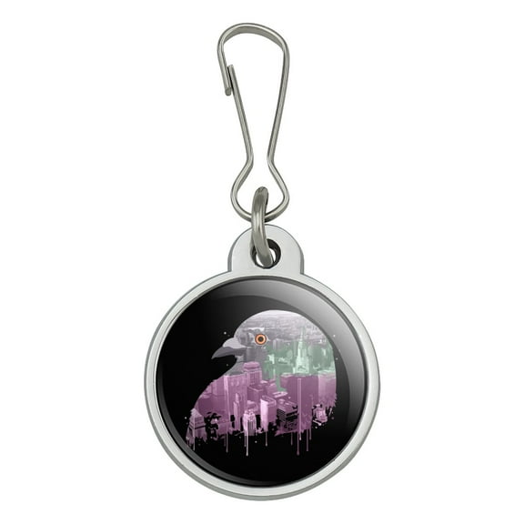 City Skyline Graffiti Pigeon Head Jacket Handbag Purse Luggage Backpack Zipper Pull Charm