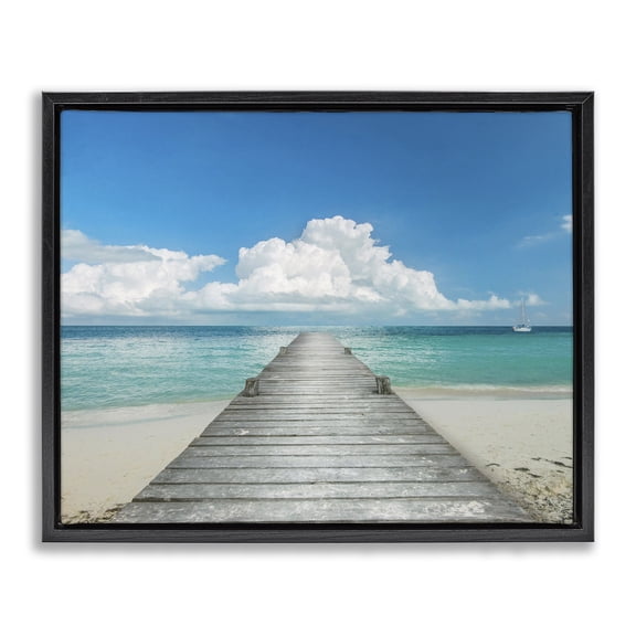 Stupell Industries Tropical Clear Blue Beach Sky Black Floating Frame Canvas Art, 31 x 25, by Danita Delimont
