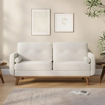 Danolapsi 64" W Loveseat Sofa,Mid Century Modern Couch Comfy Love Seat Couches for Living Room,2 Seater Deep Seat Couch Linen Upholstered Couch for Bedroom Office,Easy to Install Love Seats Furniture