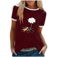 thumbnail image 1 of Birdeem T-Shirt Mode Décontracté Imprimé Col Rond Manches Courtes Ample Blouse Chandail, 1 of 1