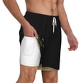 thumbnail image 2 of Kdxio Christmas Black Digital Paper Print Men'S Swim Trunks With Compression Liner 7 Inch Inseam Quick Dry Swim Shorts, 2 of 7
