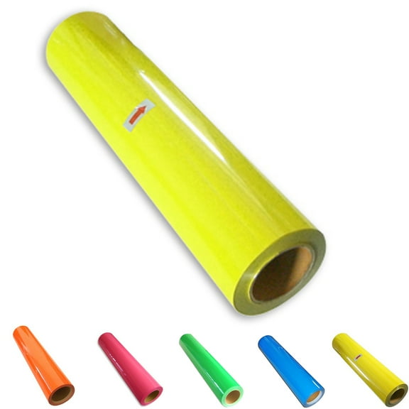 INTBUYING 20inch*1Yard PU Vinyl Film for T-Shirts Heat Press Transfer HTV Cutting Plotter Craft (Neon Yellow-Green)