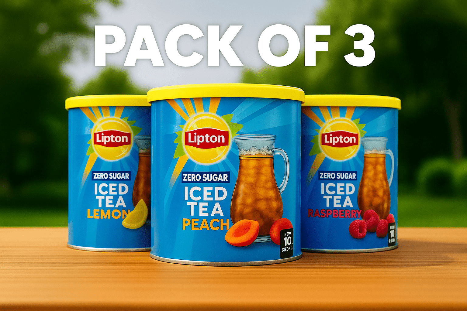 Lipton Diet Zero Sugar Iced Tea Variety Bundle – Lemon, Peach & Raspberry, 10 Qt Each, 3-Pack (Total 30 Qt) | No Sugar, Kosher, Black Tea Powder