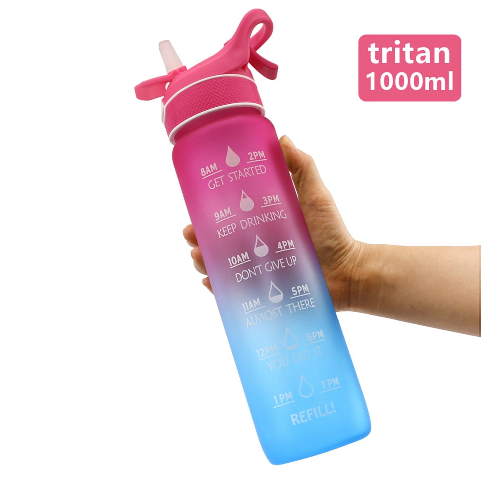 ELYPHINE 32/24 oz Water Bottles with Removable Straw & Time Marker