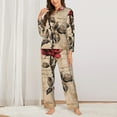 thumbnail image 2 of Fuzoiu Vintage Rose Botanical Art Print Women's Long-Sleeved Pajama,Lounge Button Down Nightwear,Womens Notch Collar Pajama Set-Large, 2 of 7