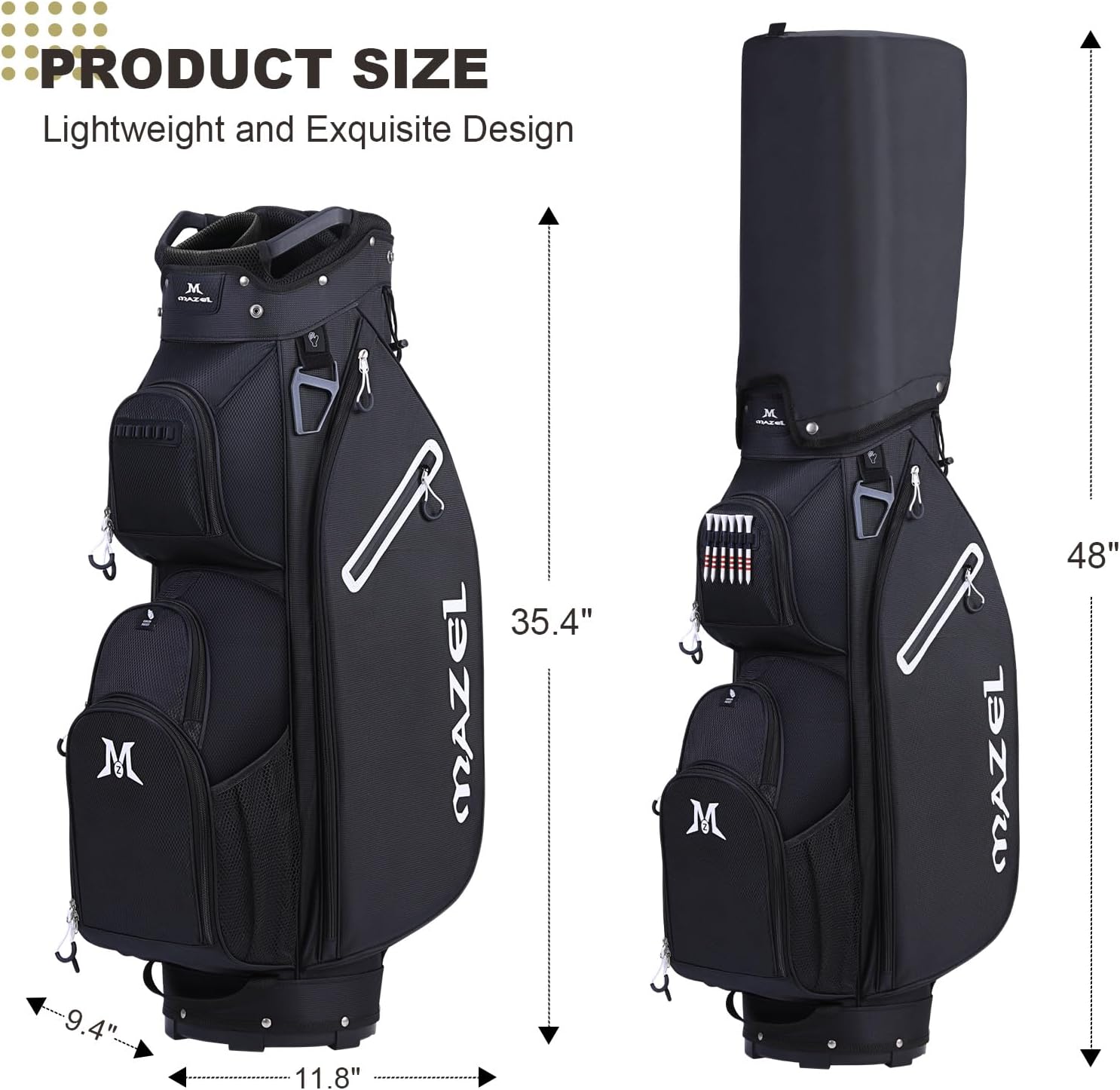 MAZEL Golf Cart Bag with 7-Way Full Length Dividers Top and 9 Pockets,Lightweight Golf Club Bag for Men & Women