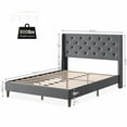 thumbnail image 3 of Wood Bed Frame with Wingback, Upholstered Platform Bed with Diamond Tufted Headboard, 3 of 8