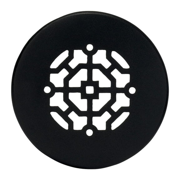 Achtek 4" Duct Opening Solid Cast Aluminum Round Grille ( 5-1/2" Round Overall) | Powder Coated Black - Without Holes for Floor