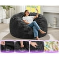thumbnail image 4 of Hobestluk Bean Bag Chair Convertible Beanbag Chairs for Adults, 3 in 1 Bean Bags with Stripe Cover, Adult Bean Bag Chair for Living Room, Bedroom (Black, Queen), 4 of 9