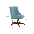 thumbnail image 5 of Linon Sinclair Chaise de Bureau Rembourrée Base en Bois avec Roues en Bleu Aqua, 5 of 5