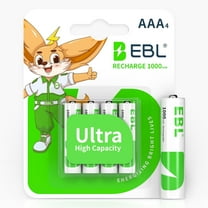 EBL AAA Rechargeable Batteries (4 Counts) 1000mAh Pre-Charged Triple A NiMH Battery with Retail Package