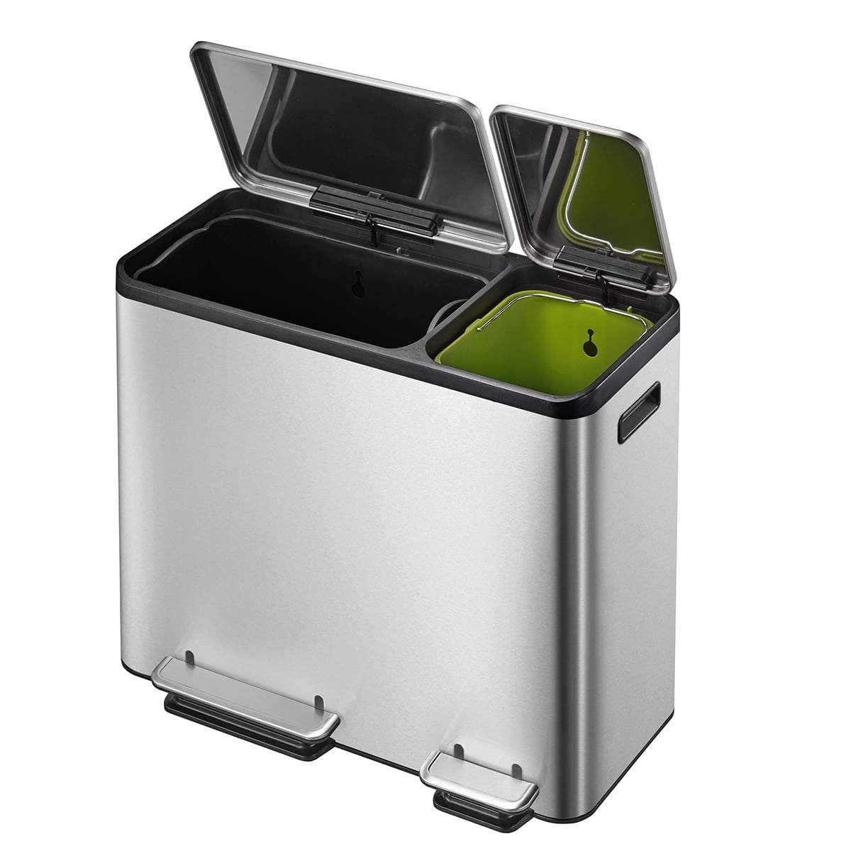 condoom ziekte Goed gevoel EKO Dual Compartment Stainless Steel Recycle Step Trash Can, 30L + 15L -  Walmart.com