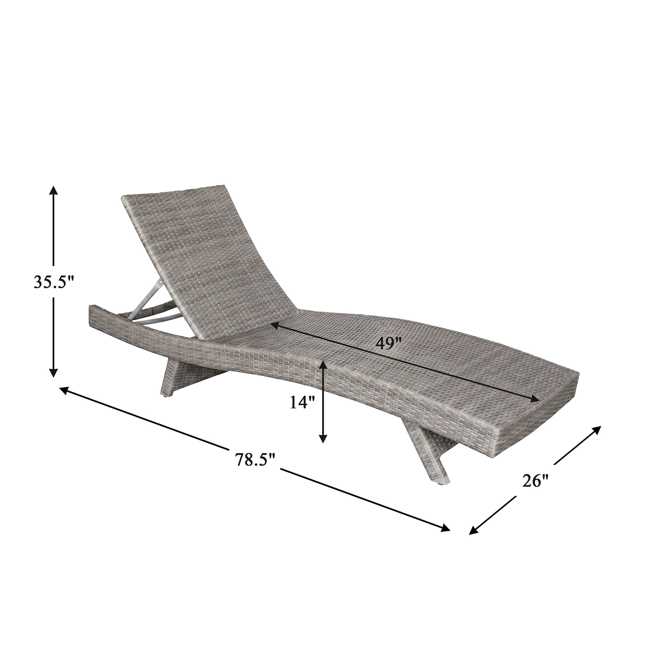 OakvillePark Norvelle Outdoor Chaise Lounger, Set of 2, Gray Aluminum Frame Wicker Patio Recliner