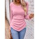 thumbnail image 1 of Solid V Neck T-Shirt, asymmetrical Hem Long Sleeve Top, Women's Clothing, 1 of 5
