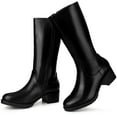 thumbnail image 2 of Unique Bargains Round Toe Side Zip Low Chunky Heels Mid Calf Boots for Women Black 8.5, 2 of 6