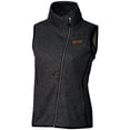 thumbnail image 2 of Women's Cutter & Buck Heather Charcoal Idaho State Bengals Mainsail Asymmetrical Knit Full-Zip Vest, 2 of 3