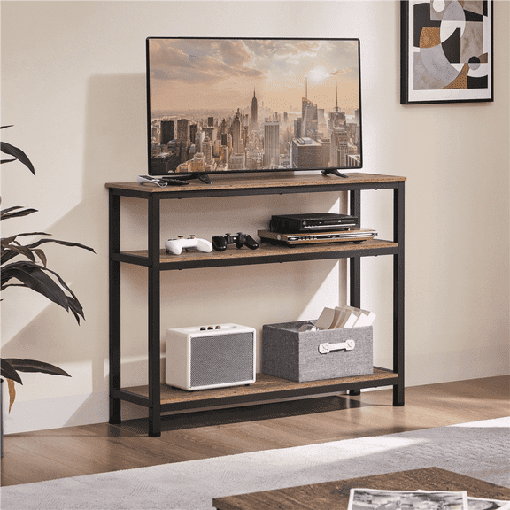 Yaheetech Vintage Sofa Side Table Industrial Console Table for Entryway Living Room, Rustic Brown