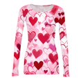 thumbnail image 4 of Valentine's Day T-Shirt for Women Long Sleeve Crewneck Heart Pattern Stretch Rib Knit Slim Fit Basic Tees 2026 Casual Outfits Pink M, 4 of 6