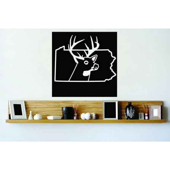 Pennsylvania Wild Deer Buck Hunt Deer Predator Doe Hunting Bow Arrow Bulls Eye Wilderness Camouflage Holiday Gift Ideas Girl Boy Bedroom Wall Decal Sticker - Size: 34 Inch x 34 Inch