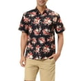 thumbnail image 1 of INSPIRE CHIC Chemises pour Hommes Manches Courtes Imprimé Floral Boutonné Col Pointu Chemise Hawaïenne 34 Noir Rouge, 1 of 6