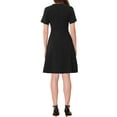 thumbnail image 3 of INSPIRE CHIC Women's Dress Work V Neck Short Sleeves Tweed Trim Dressy Office A-Line Dress XS Black, 3 of 6