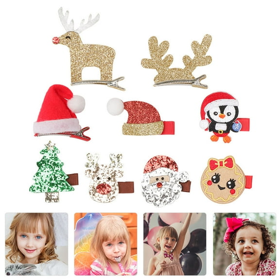 SOPOTUTU 9-Piece Kids Hair Accessories Set Assorted Colors Festive Party Hair Clips for Christmas and Everyday Wear