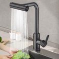 thumbnail image 4 of Classic Single Handle Pull Out Faucet, Waterfall Stainless Steel Sink Faucet for Farmhouse Camper Laundry Rv Bar (Black), 4 of 8