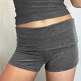 thumbnail image 6 of Summer Slim Yoga Shorts Women Casual Solid Color Fold Over Low Waist Lounge Shorts, 6 of 10