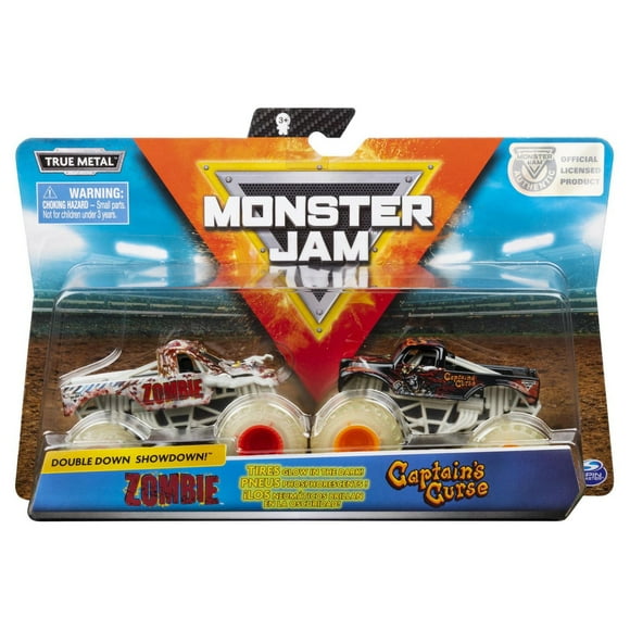 Monster Jam, Official Zombie vs. Captain's Curse Die-Cast Monster Trucks, 1:64 Scale, 2 Pack