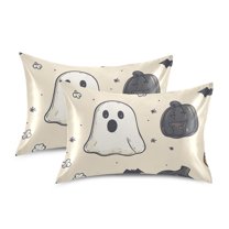 Yayeee Pillowcase Queen Size Set of 2 Satin Wrinkle Resistant Pillow Case, Halloween Black Pumpkins