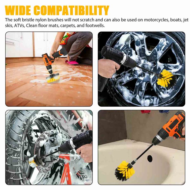 Drill Brush Attachment Bathroom Surfaces Tub, Shower, Tile and Grout All  Purpose Power Scrubber Brush Kit for Your Cordless Drill – Power Scrubber Drill  Brush Kit – Drill Brush Set – Drill