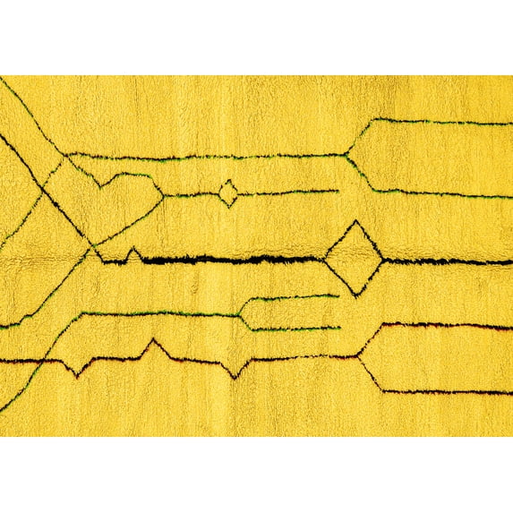 Ahgly Company Indoor Rectangle Solid Yellow Modern Area Rugs, 3' x 5'
