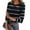 Black, variant on Workout Tops for Women Casual 3/4 Length Sleeve Slim Top Fashion Boat Neck Knit T-Shirt Striped Print Ribbed Pullover Blouses Black L