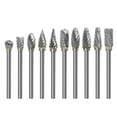 thumbnail image 1 of Kit de rebabas de 10 piezas: herramienta rotativa de vástago milimétrico de 3 × 6 mm para amoladora, carpintería, pulido de metales, perforación de grabado, plata, 1 of 5