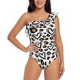 thumbnail image 2 of Yiaed Heart Leopard Print Women One Piece Swimsuits Tummy Control One Shoulder Bathing Suits Pattern Ruffle Swimwear-XX-Large, 2 of 8