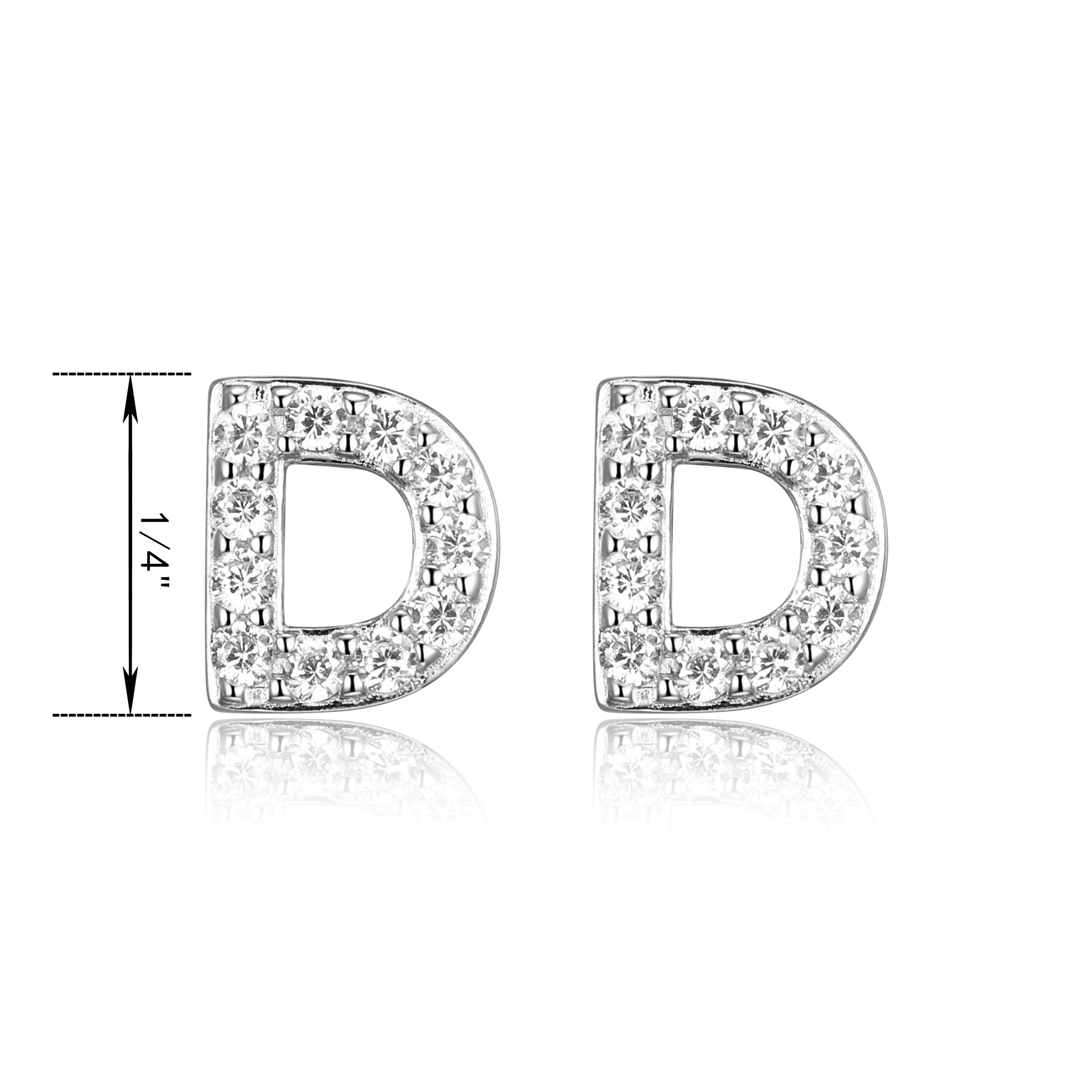 Forever Facets Women's Initial Letter "D" CZ Earrings in Sterling Silver