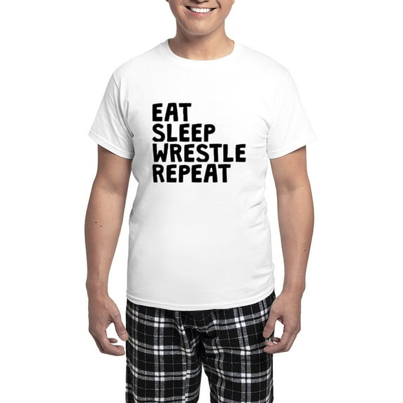 CafePress - Eat Sleep Wrestle Repeat Pajamas - Men's Light Loose Fit Cotton Pajama Set