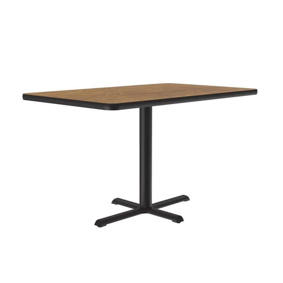 Correll SCT3042-06-98-06 30 x 42 in. Cross Base High Pressure Laminate Cafe & Breakroom Table with Stamped Steel Base - Medium Oak - Rectangle