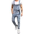 thumbnail image 2 of Product Category Men's Jumpsuits - Denim Washed Rompers Casual Bib Overalls Jumpsuits for Men Durable Denim Denim Pants with Ripped Details for Everydaywear, 2 of 4