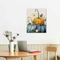 thumbnail image 2 of JRXY Canvas Print Wall Teal Pumpkin Fall Thanksgiving Harvest Artwork Decor Retro Linen Home Kitchen Bathroom Office Corridor 16x20 in, 2 of 4
