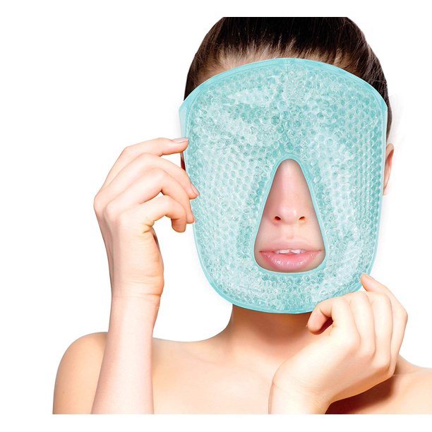Hot Cold Full Facial Eye Mask by FOMI Care Gel Bead Blackout Ice Mask