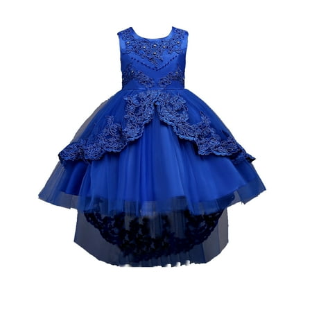 

QWERTYU Infant Baby Toddler Child Children Kids Bow Floral Dresses Summer Sleeveless Dress Sundress for Girls 3Y-11Y 150