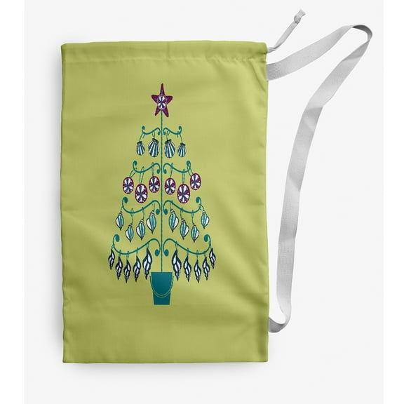 Simply Daisy Beach Tree 18 x 29 in Green Laundry Bag