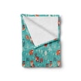 thumbnail image 2 of Winter Soft Flannel Fleece Throw Blanket, Cartoon of Santa Fox Deer Yeti Owl, Cozy Plush for Indoor and Outdoor Use, 50" x 70", Aqua Vermillion, by Ambesonne, 2 of 6